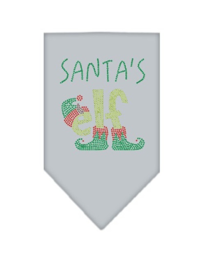 Santa's Elf Rhinestone Bandana Grey Large