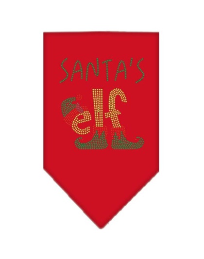 Santa's Elf Rhinestone Bandana Red Large