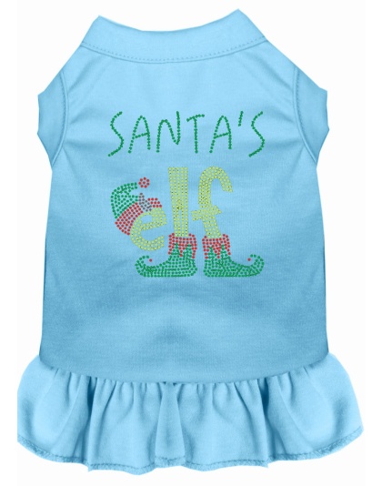 Santa's Elf Rhinestone Dog Dress Baby Blue 4X