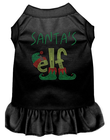 Santa's Elf Rhinestone Dog Dress Black 4X