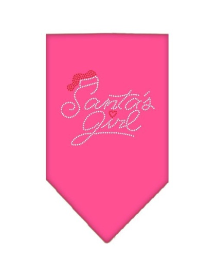 Santa's Girl Rhinestone Bandana Bright Pink Large