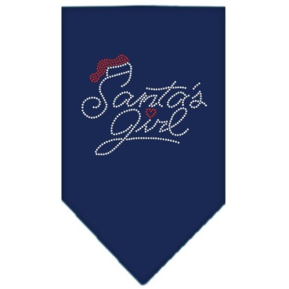 Santa's Girl Rhinestone Bandana Navy Blue large