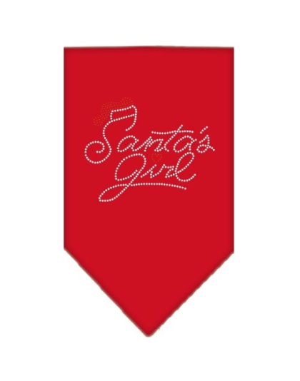 Santa's Girl Rhinestone Bandana Red Large