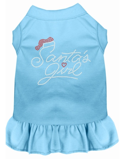 Santa's Girl Rhinestone Dog Dress Baby Blue 4X