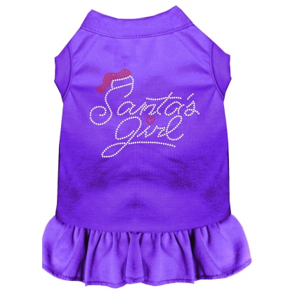 Santa's Girl Rhinestone Dog Dress Purple 4X