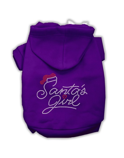 Santa's Girl Rhinestone Dog Hoodie Purple L