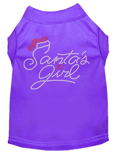 Santa's Girl Rhinestone Dog Shirt Purple Lg