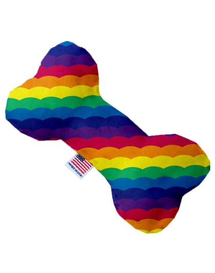 Scalloped Rainbow 10 inch Canvas Bone Dog Toy