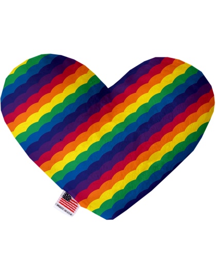 Scalloped Rainbow 6 inch Canvas Heart Dog Toy