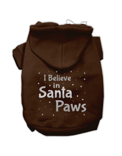 Screenprint Santa Paws Pet Hoodies Brown Size Lg