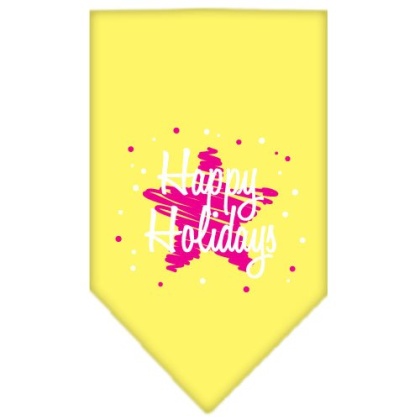 Scribble Happy Holidays Screen Print Bandana Yellow Large