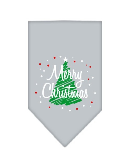 Scribble Merry Christmas Screen Print Bandana Grey Large