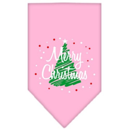 Scribble Merry Christmas Screen Print Bandana Light Pink Large