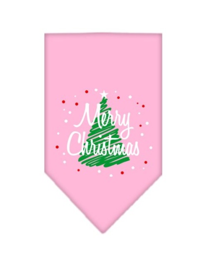 Scribble Merry Christmas Screen Print Bandana Light Pink Large