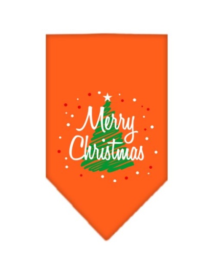 Scribble Merry Christmas Screen Print Bandana Orange Large