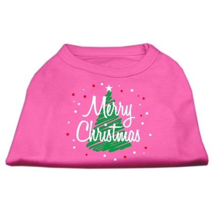 Scribbled Merry Christmas Screenprint Shirts Bright Pink L