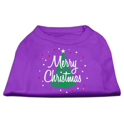 Scribbled Merry Christmas Screenprint Shirts Purple L