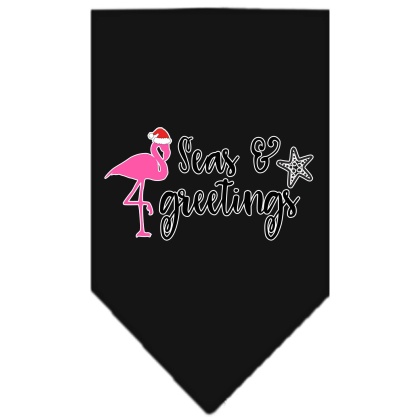 Seas and Greetings Screen Print Bandana Black Large