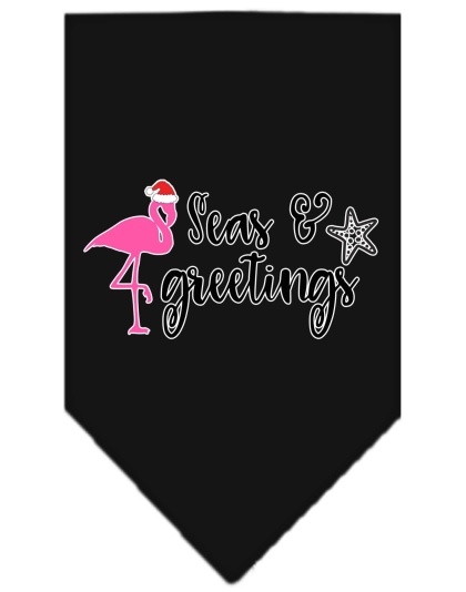 Seas and Greetings Screen Print Bandana Black Large