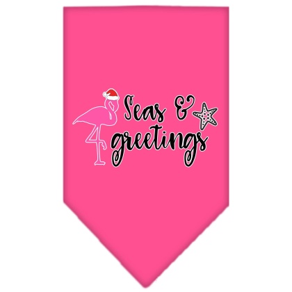 Seas and Greetings Screen Print Bandana Bright Pink Large