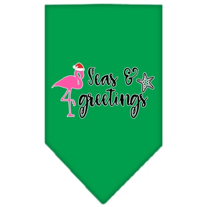 Seas and Greetings Screen Print Bandana Emerald Green Large