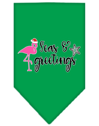 Seas and Greetings Screen Print Bandana Emerald Green Large