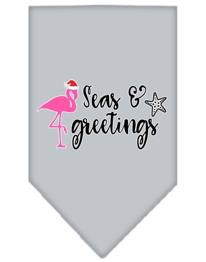 Seas and Greetings Screen Print Bandana Grey Large