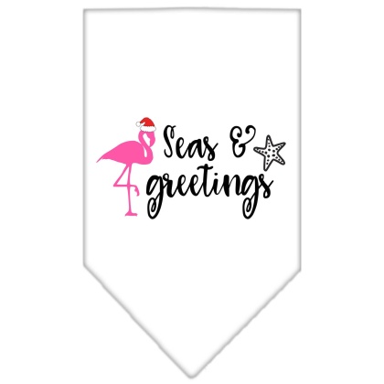 Seas and Greetings Screen Print Bandana White Large