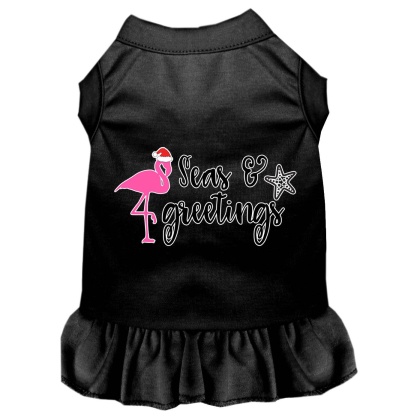 Seas and Greetings Screen Print Dog Dress Black 4X