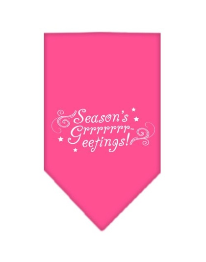 Seasons Greetings Screen Print Bandana Bright Pink Large