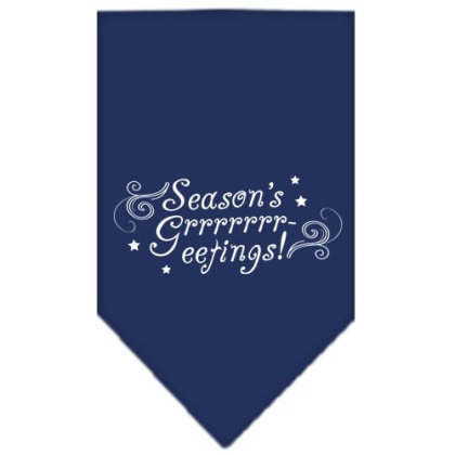 Seasons Greetings Screen Print Bandana Navy Blue large