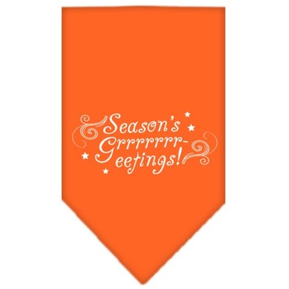 Seasons Greetings Screen Print Bandana Orange Large