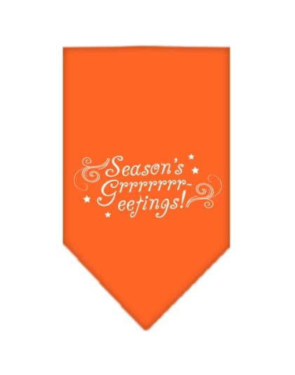 Seasons Greetings Screen Print Bandana Orange Large