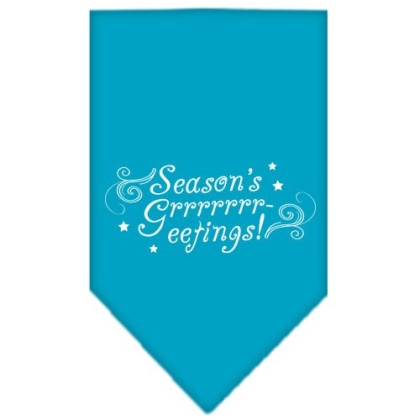 Seasons Greetings Screen Print Bandana Turquoise Large