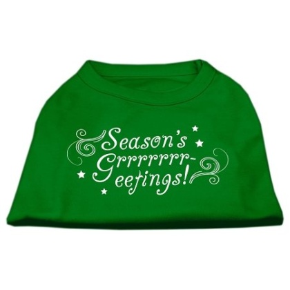 Seasons Greetings Screen Print Shirt Emerald Green Lg