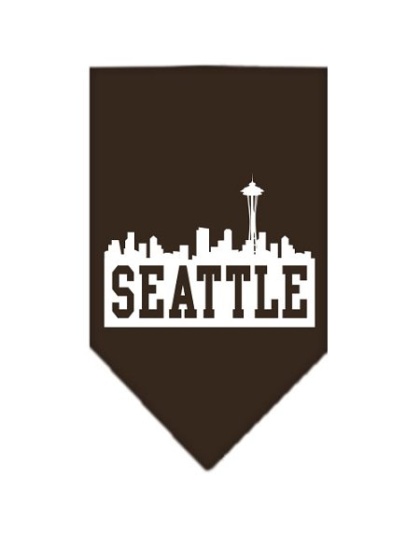 Seattle Skyline Screen Print Bandana Cocoa Large