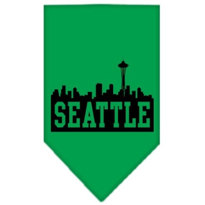 Seattle Skyline Screen Print Bandana Emerald Green Large