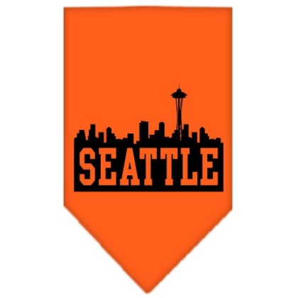 Seattle Skyline Screen Print Bandana Orange Large