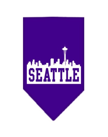 Seattle Skyline Screen Print Bandana Purple Large