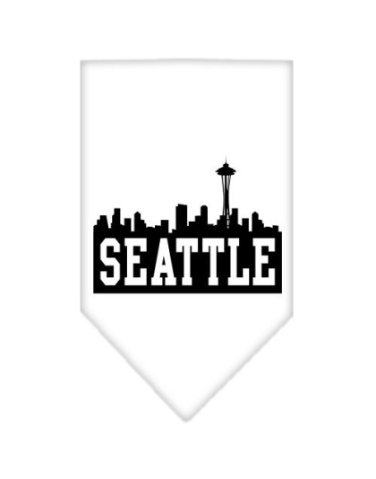 Seattle Skyline Screen Print Bandana White Large