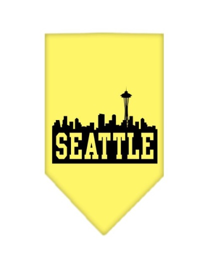 Seattle Skyline Screen Print Bandana Yellow Large