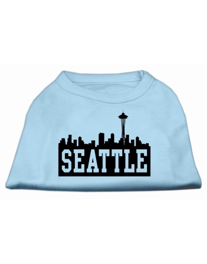 Seattle Skyline Screen Print Shirt Baby Blue Lg