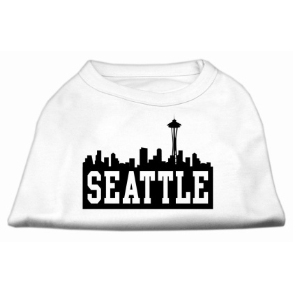 Seattle Skyline Screen Print Shirt White Lg