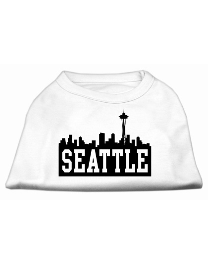 Seattle Skyline Screen Print Shirt White Lg