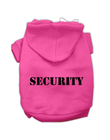 Security Screen Print Pet Hoodies Bright Pink Size w/ Black Size text Lg