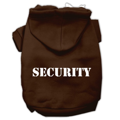 Security Screen Print Pet Hoodies Brown Size Lg