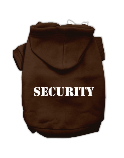 Security Screen Print Pet Hoodies Brown Size Lg