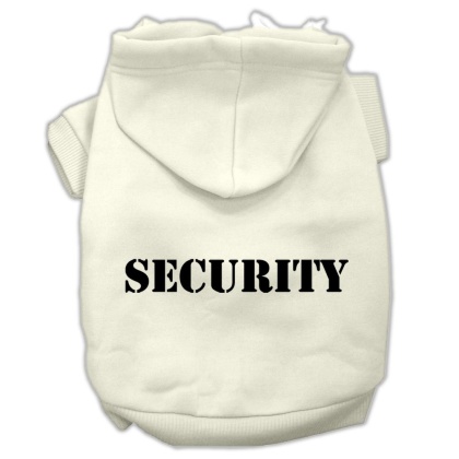 Security Screen Print Pet Hoodies Cream Size w/ Black Size text Lg
