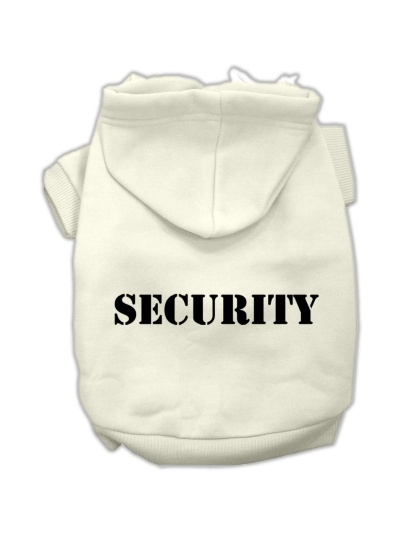 Security Screen Print Pet Hoodies Cream Size w/ Black Size text Lg