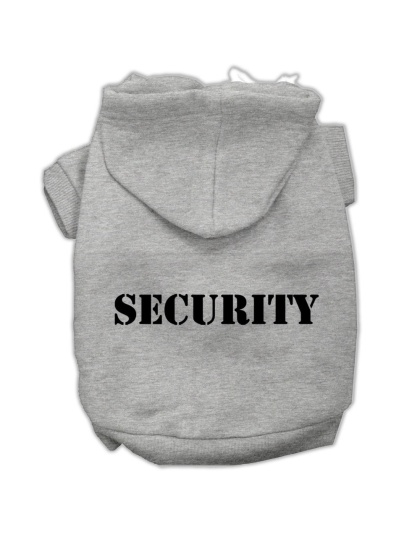 Security Screen Print Pet Hoodies Grey Size w/ Black Size text Lg